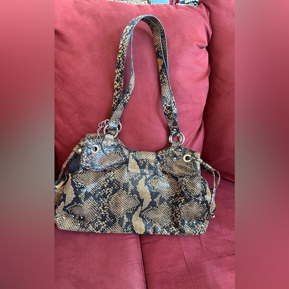 Clever Carriage Co Two sided shoulder bag snakeskin/patchwork unique - Picture 3 of 9